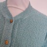 Gilet vintage bouclé turquoise clair T S Nicole A.. - détail