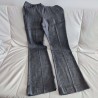 Pantalon fluide évasé chiné gris foncé T38 Camaïeu - face