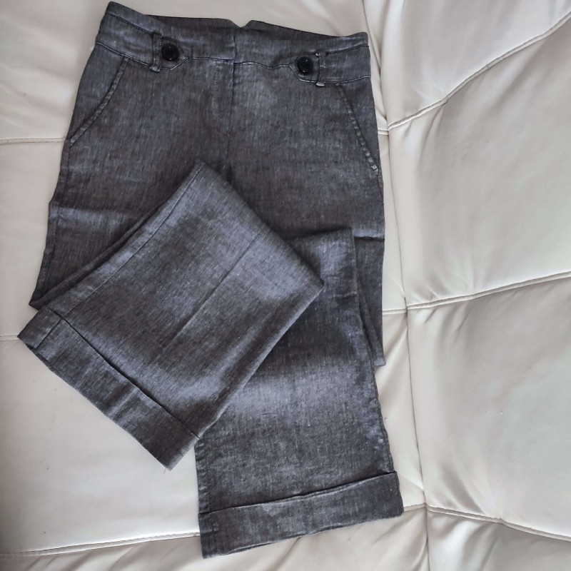 Pantalon fluide évasé chiné gris foncé T38 Camaïeu