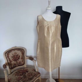 Robe droite en soie brillante beige soleil TU Jolie Femme