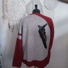 Pull gris clair chiné et Bordeaux "Snow Time" T M AWS - Dos