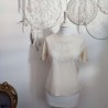 Blouse blanc cassé en soie brodée T 36 Fabrication artisanale