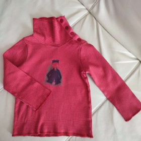 Col montant rayé rouge et rose 2 ans Petit Bateau