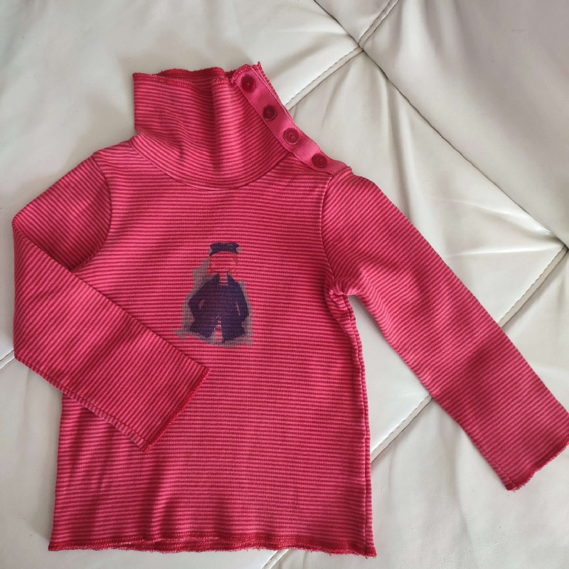 Col montant rayé rouge et rose 2 ans Petit Bateau