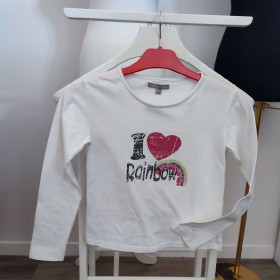 T-shirt blanc Rainbow 8 ans 3 Suisses collection