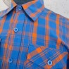 Chemisette écossaise bleu roi et orange T XS FSBN - Détail