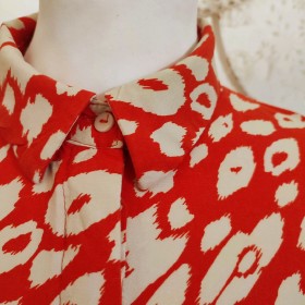 Chemise rouge orangé à taches T 38 Ichi - Col