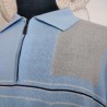 Pull polo bleu ciel et gris T6 Berac Homme - Col