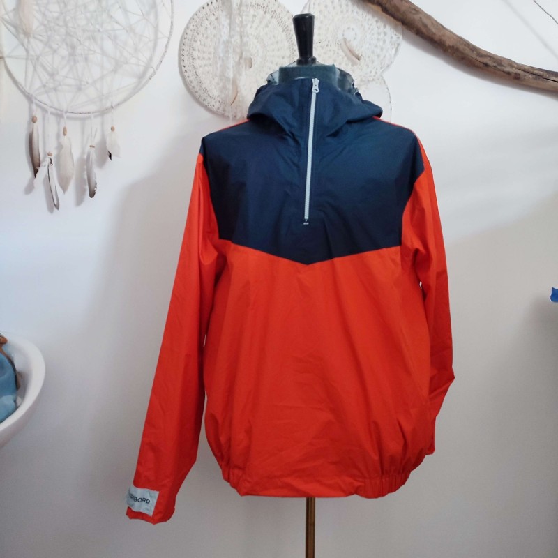 Blouson imperméable orange et bleu marine T XL Decathlon