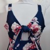 Combishort bleu marine à grosses fleurs T XL ZL Inspi Vintage - Buste