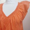 Tunique voile orange brodé T S Samson - Encolure et manche