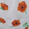 Jupe droite blanche gaufrée aux coquelicots oranges T 40 Made in France - Textile et motif