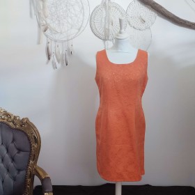 Robe orange à fleurs en relief T 44 Philippe Carat