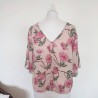 Blouse rose à fleurs dos en V T XS Jennyfer - Dos