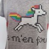 T-shirt gris chiné à la licorne point de croix T M Rad. - Motif