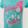 T-shirt en V turquoise inscription rose T 42-44 Complices - Motif