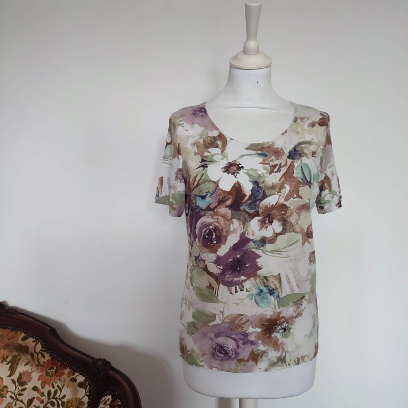T-shirt à fleurs en aquarelle T 42-44 Olga Santoni T-shirt à fleurs en aquarelle T 42-44 Olga Santoni