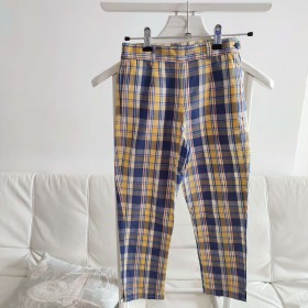 Pantalon fin écossais bleu et jaune 8 ans A l'heure anglaise