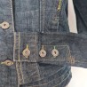 Veste en jeans foncé aux coutures vert anis T 42 Clockhouse - Poignet et boutons