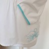 Blouse blanche à fleurs brodées turquoise T42 Etam - Broderie et poignet