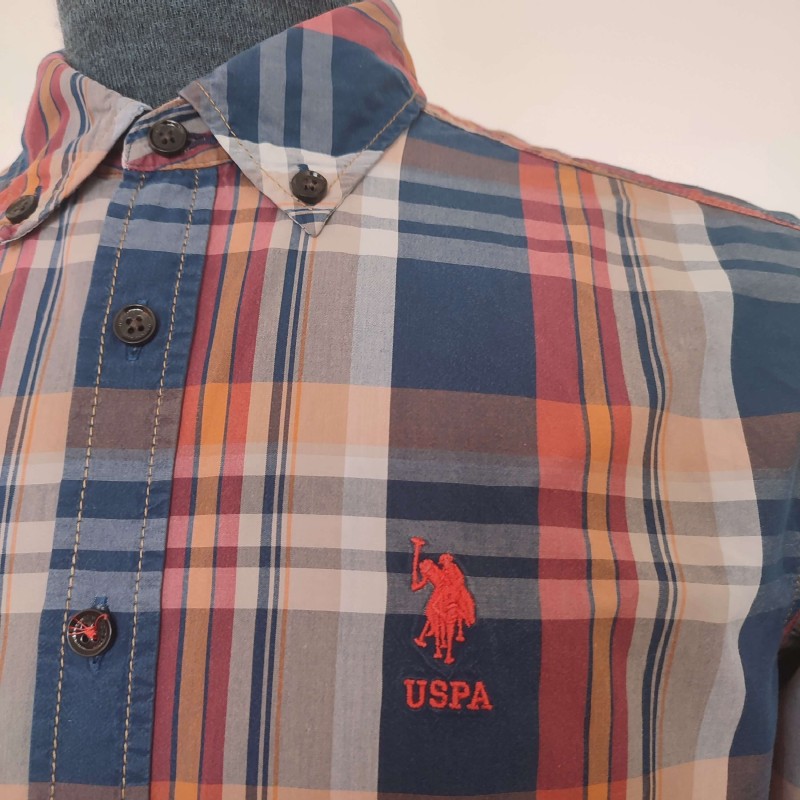 Chemise écossaise orangée T S US Polo ASSN - Motifs