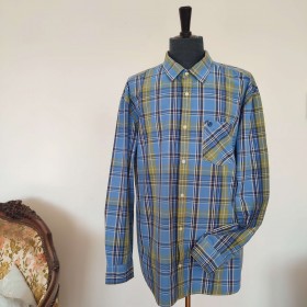 Chemise écossaise bleu et vert anis T 3XL S. Oliver