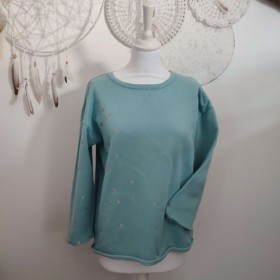 Sweater turquoise aux pastilles argentées T S Humanitee