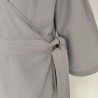 Robe portefeuille grise en lin T 40 Redoute création - Ceinture à nouer