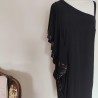 Robe noire à sequins asymétrique T L Dresses by Yessica - Volant vertical à sequins
