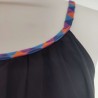 Robe courte en voile noir aux bretelles multicolores T XL Vintage Love