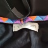Robe courte en voile noir aux bretelles multicolores T XL Vintage Love