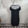 Robe noire fluide avec dentelle T L Camaïeu - Dos