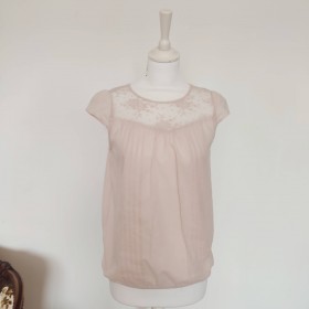 Blouse rose pâle à dentelle et plis T 36 Pimkie