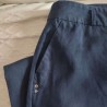 Pantalon bleu marine en lin T 44 P. Bréal - Poche
