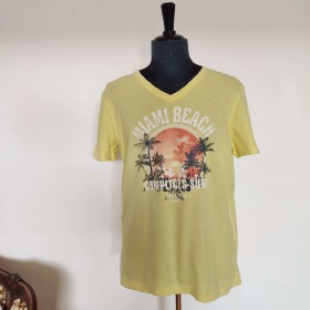 T-shirt en V jaune Hawaï T L Complices