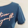 T-shirt bleu Electric Young T L Cropp - Manche et encolure