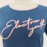 T-shirt bleu Electric Young T L Cropp - Inscription