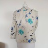 Veste de Tailleur en lin à fleurs bleues T 42 Dégriffée