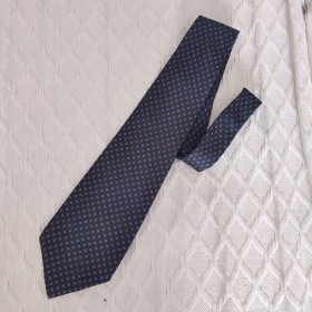 Cravate bleu marine à petits motifs ronds Gold Picadilly